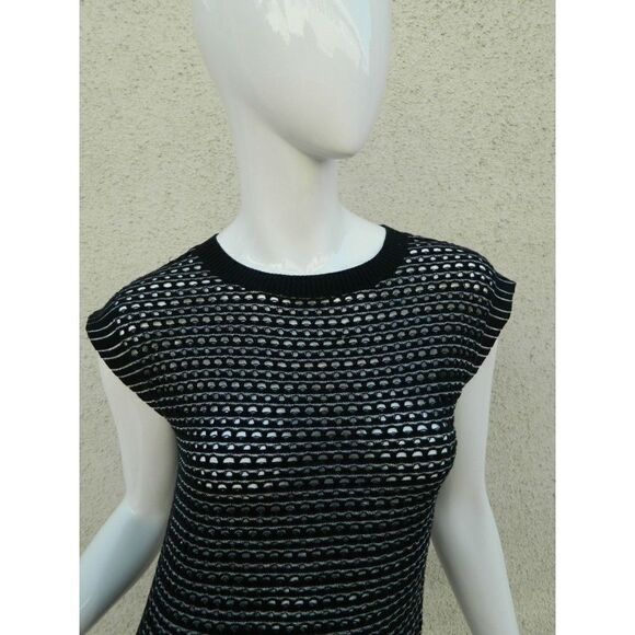 All Saints Sweater Dress Black Metallic Open Knit Fishnet Sexy Sheer Size 2 - Picture 2 of 8